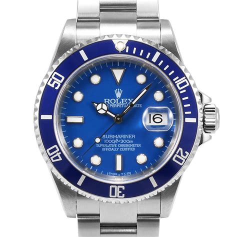 rolex submariner blue index dial oyster bracelet mens watch|Rolex Submariner chronometer.